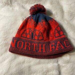 The North Face Kids' Vibrant Orange and Dark Green Beanie